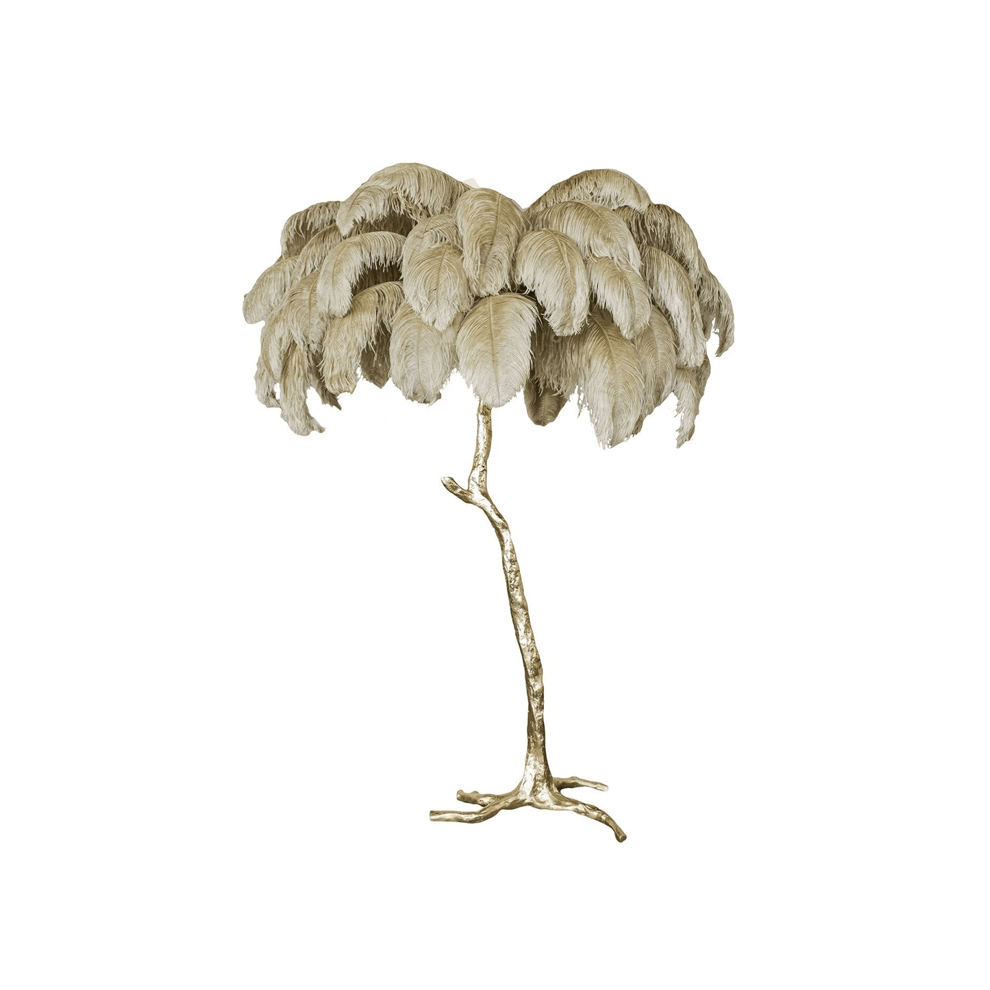 Ostrich Feather Brass Floor Lamp - Luxury Indoor Lighting