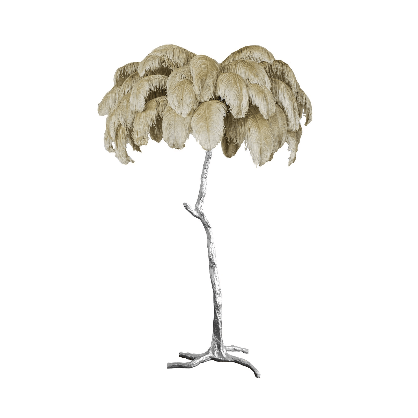 Ostrich Feather Brass Floor Lamp - Luxury Indoor Lighting