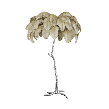 Ostrich Feather Brass Floor Lamp - Luxury Indoor Lighting