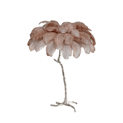 Ostrich Feather Brass Floor Lamp - Luxury Indoor Lighting