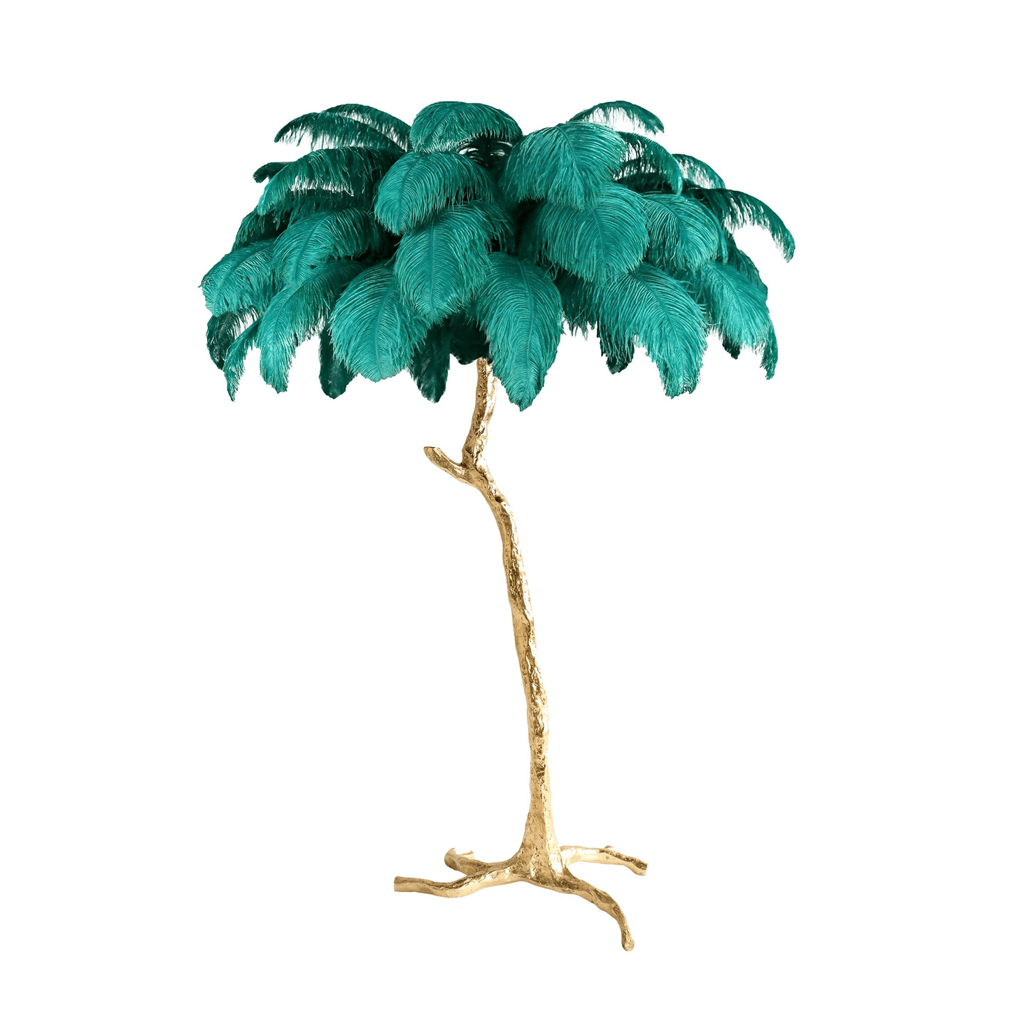 Ostrich Feather Brass Floor Lamp - Luxury Indoor Lighting