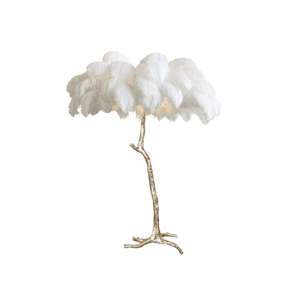 Ostrich Feather Brass Floor Lamp - Luxury Indoor Lighting