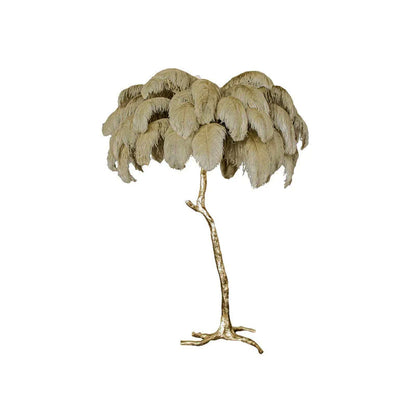 Ostrich Feather Brass Floor Lamp - Luxury Indoor Lighting