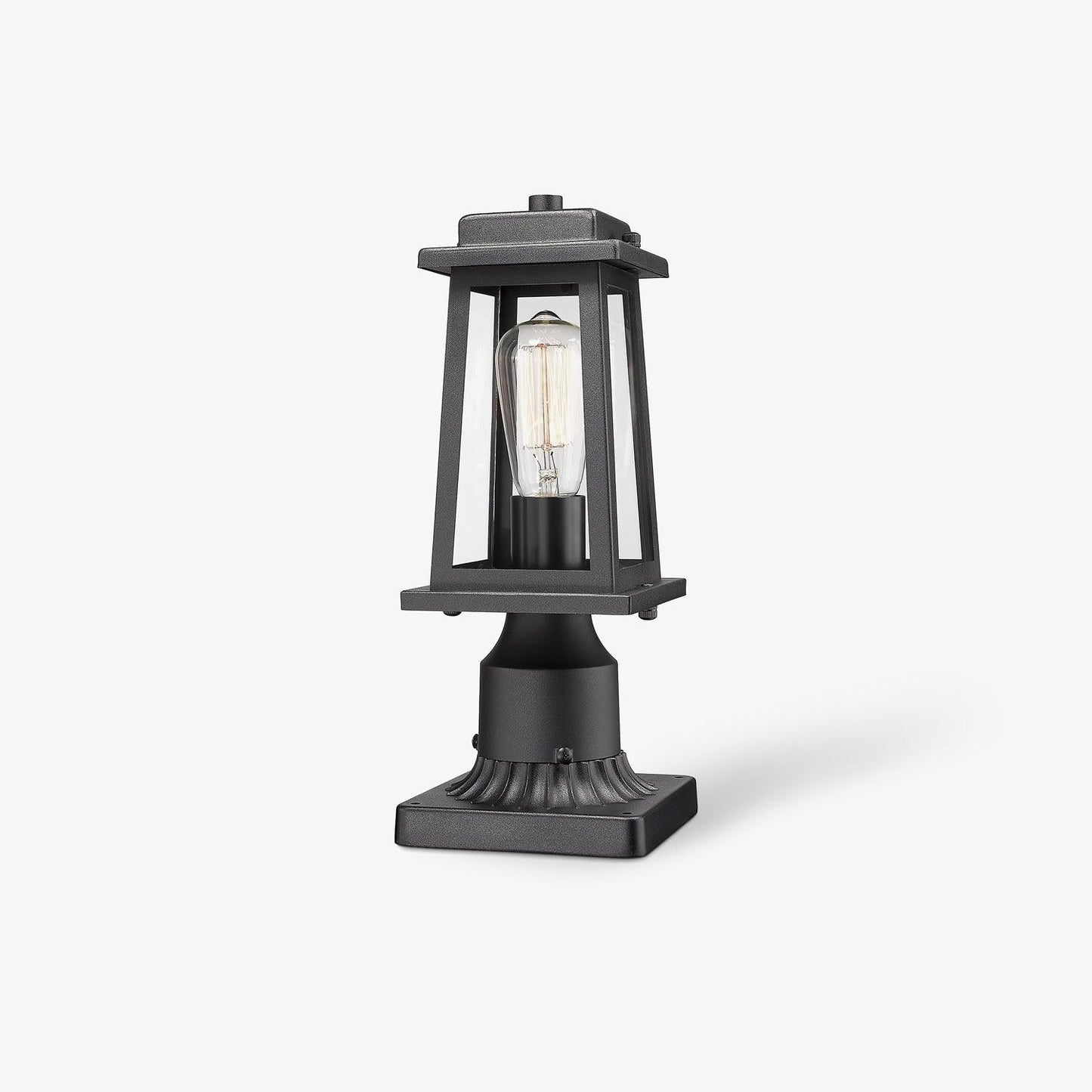 Outdoor Lantern Post Lights - Black Metal, LED, Waterproof