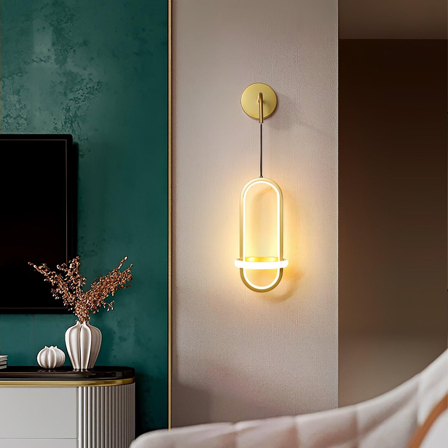 Oval Brass Wall Light with Three Color LED Options