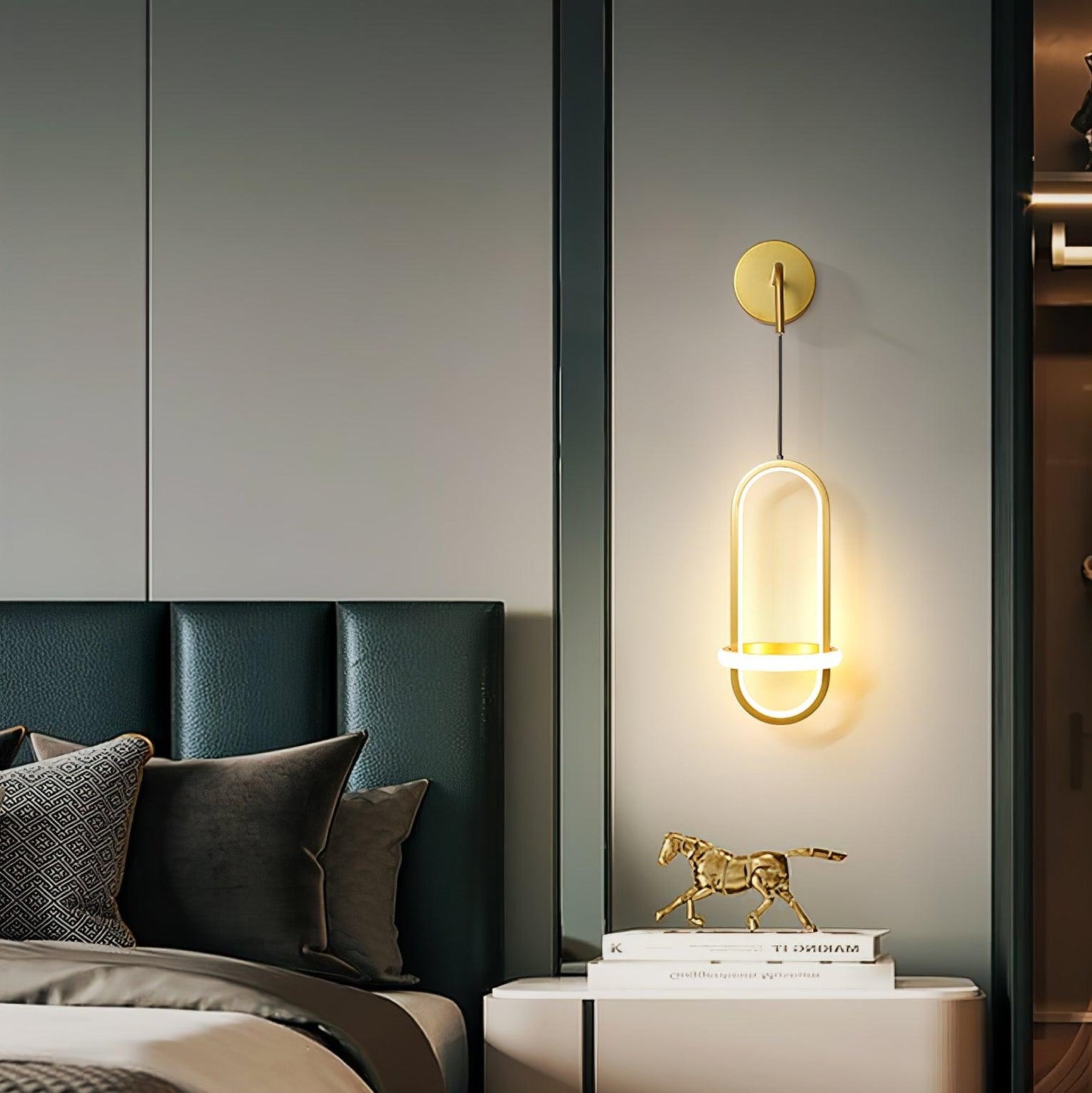 Oval Brass Wall Light with Three Color LED Options