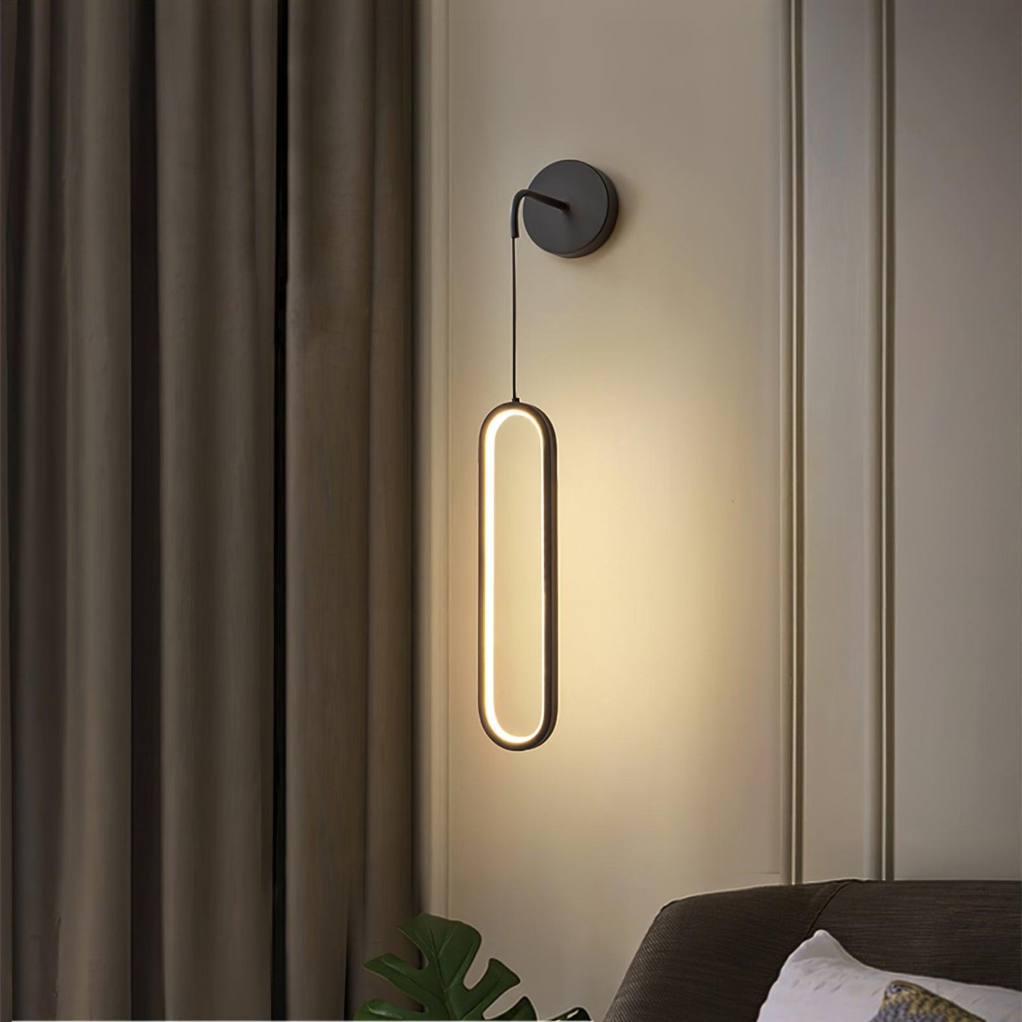 Oval LED Brass Wall Lamp with Dimmable 3-Color Light