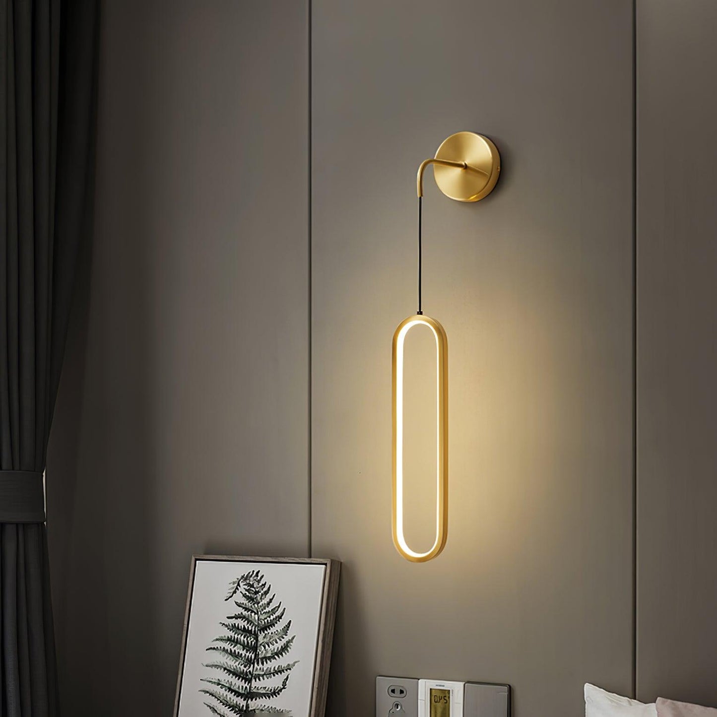 Oval LED Brass Wall Lamp with Dimmable 3-Color Light