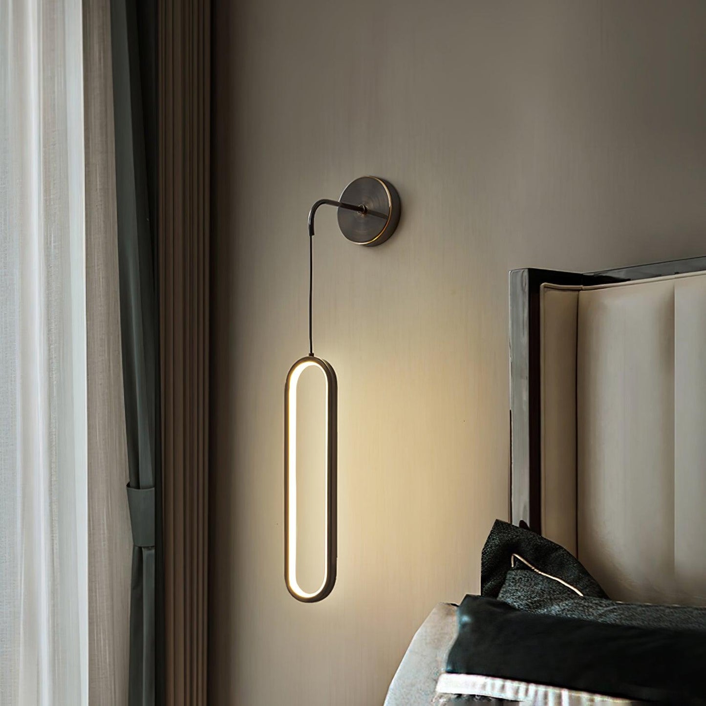 Oval LED Brass Wall Lamp with Dimmable 3-Color Light