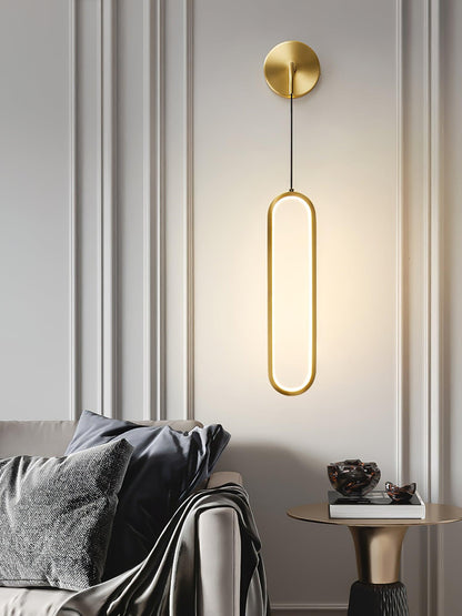 Oval LED Brass Wall Lamp with Dimmable 3-Color Light