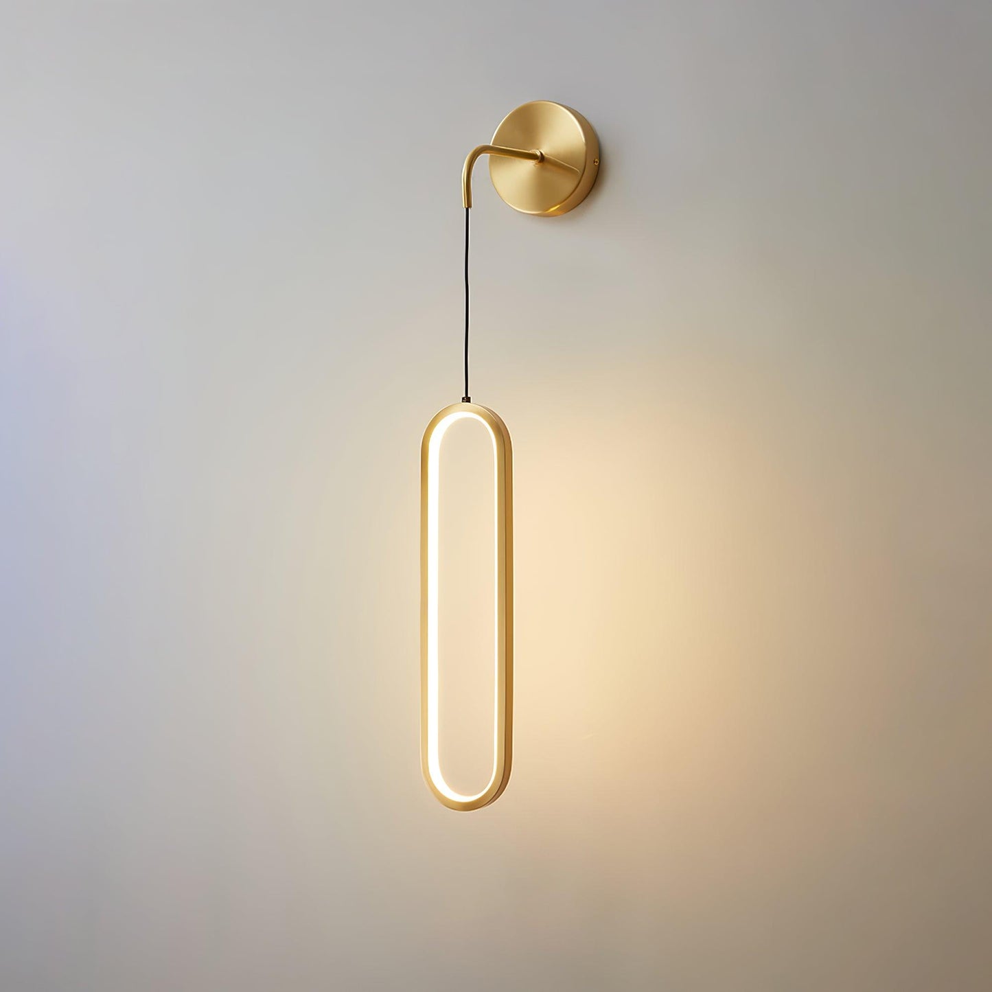 Oval LED Brass Wall Lamp with Dimmable 3-Color Light