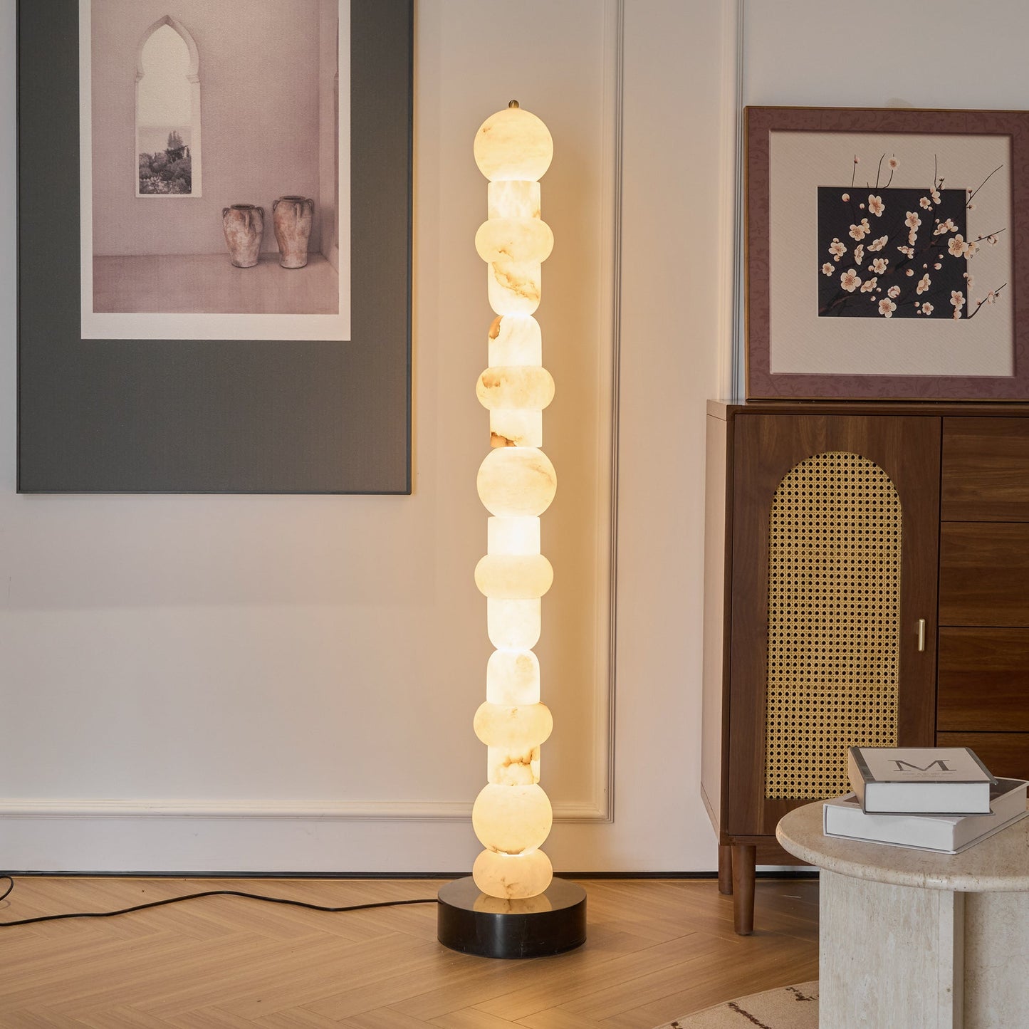 Spanish Alabaster Floor Lamp with LED Light - Modern Design