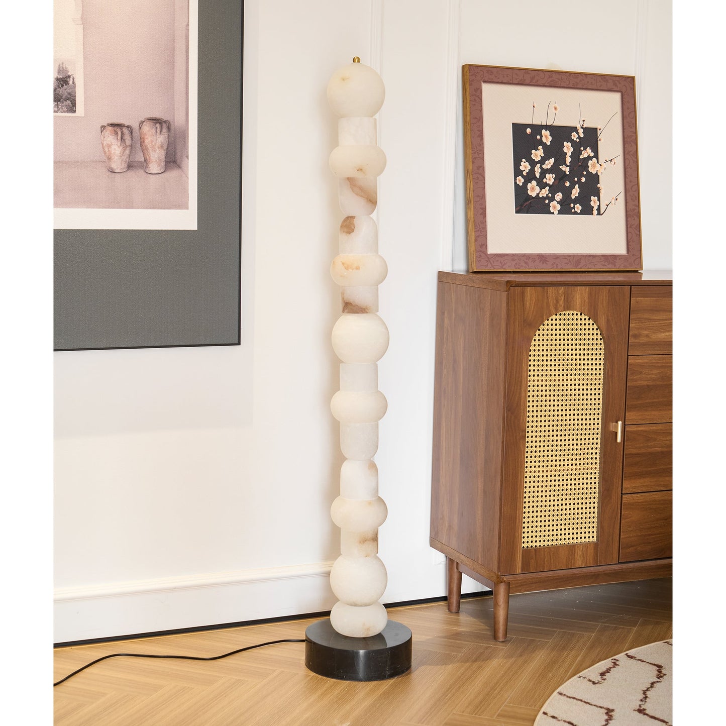 Spanish Alabaster Floor Lamp with LED Light - Modern Design