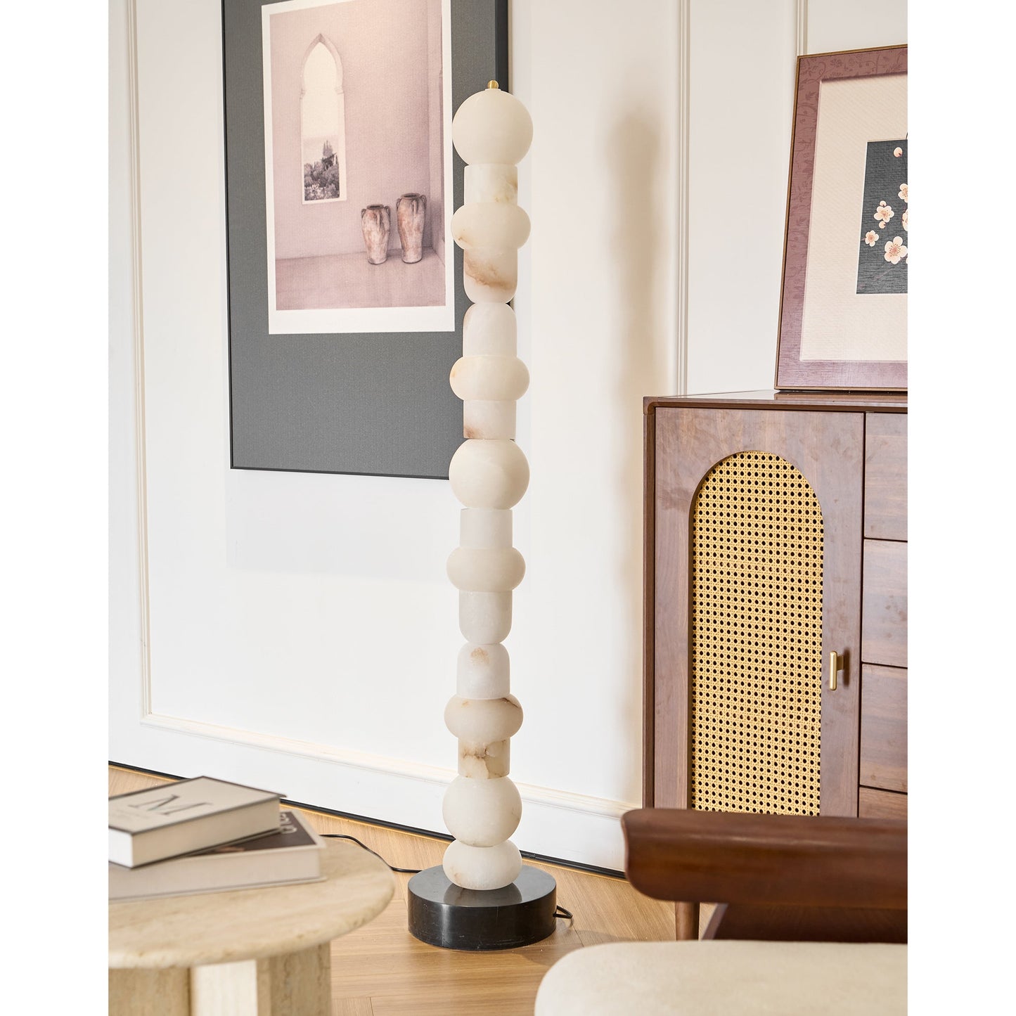 Spanish Alabaster Floor Lamp with LED Light - Modern Design