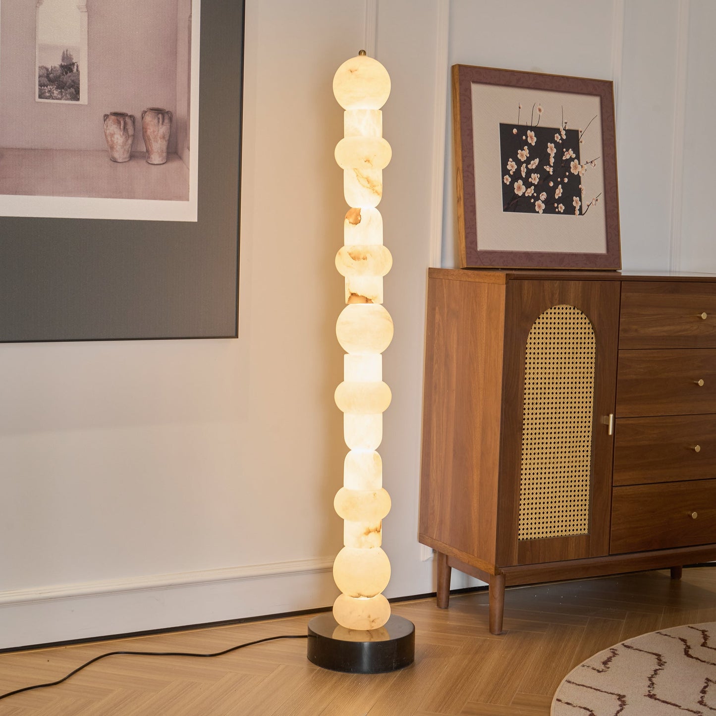Spanish Alabaster Floor Lamp with LED Light - Modern Design