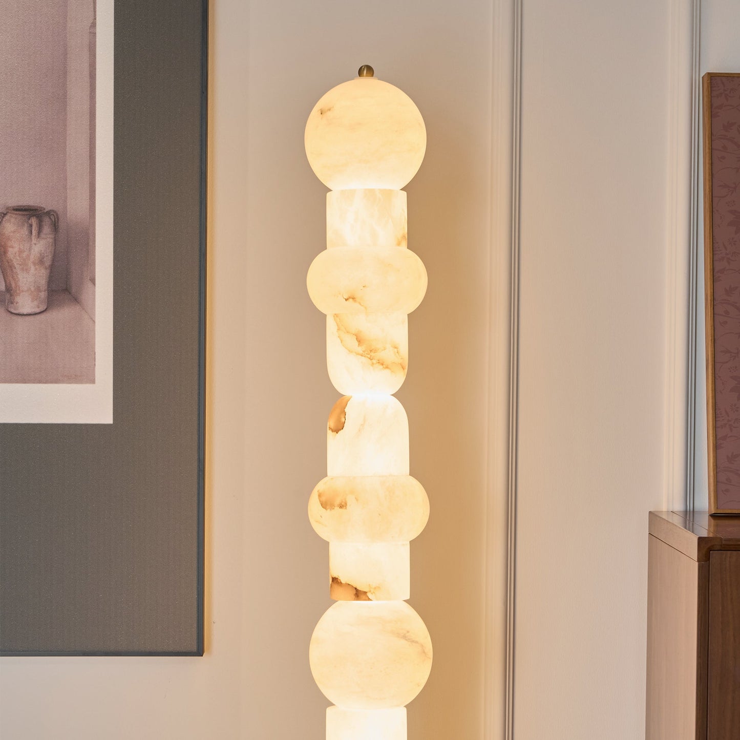 Spanish Alabaster Floor Lamp with LED Light - Modern Design