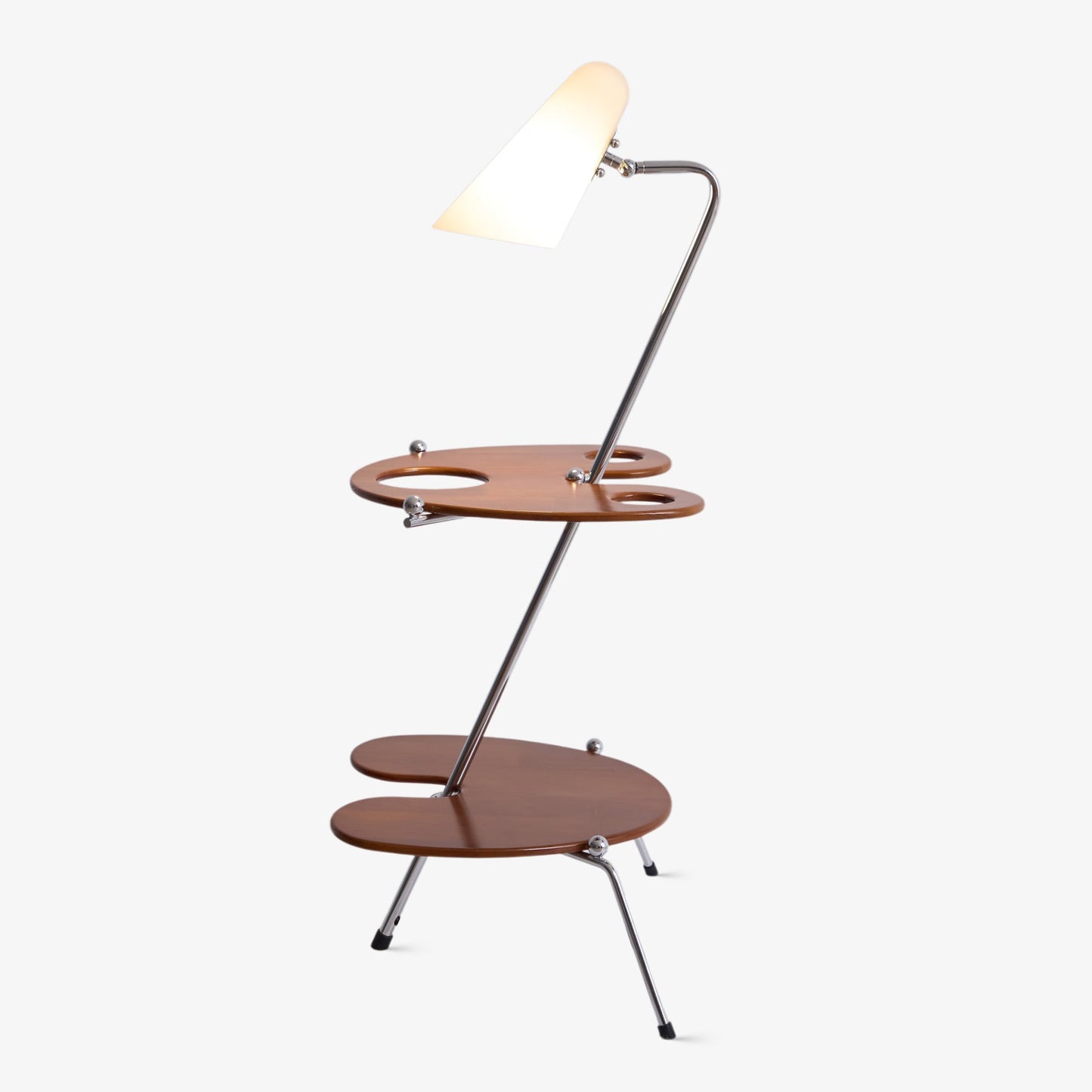 Palette Floor Lamp with Adjustable Shade and Wooden Shelves