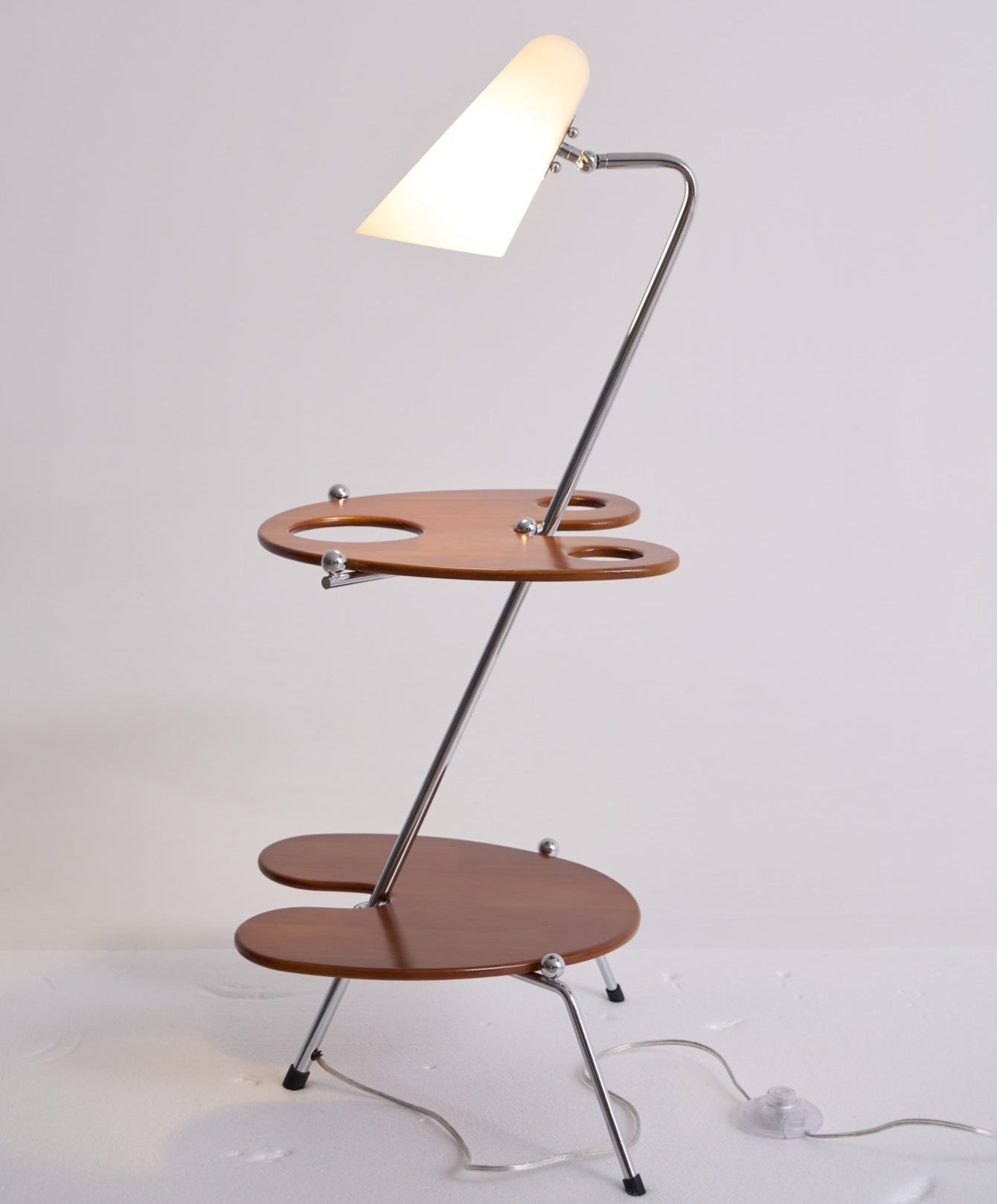 Palette Floor Lamp with Adjustable Shade and Wooden Shelves