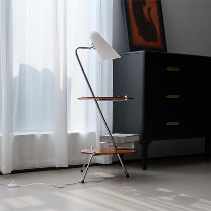 Palette Floor Lamp with Adjustable Shade and Wooden Shelves