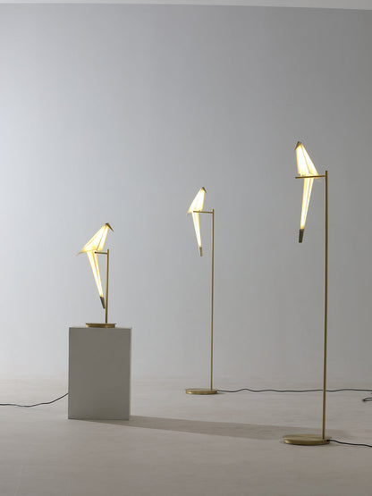 Paper Crane Bird Floor Lamp with Integrated LED Light