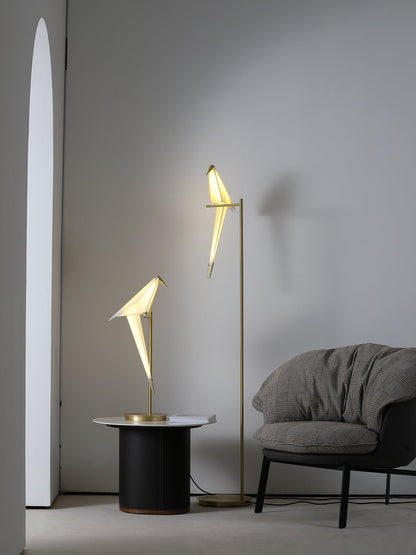 Paper Crane Bird Floor Lamp with Integrated LED Light