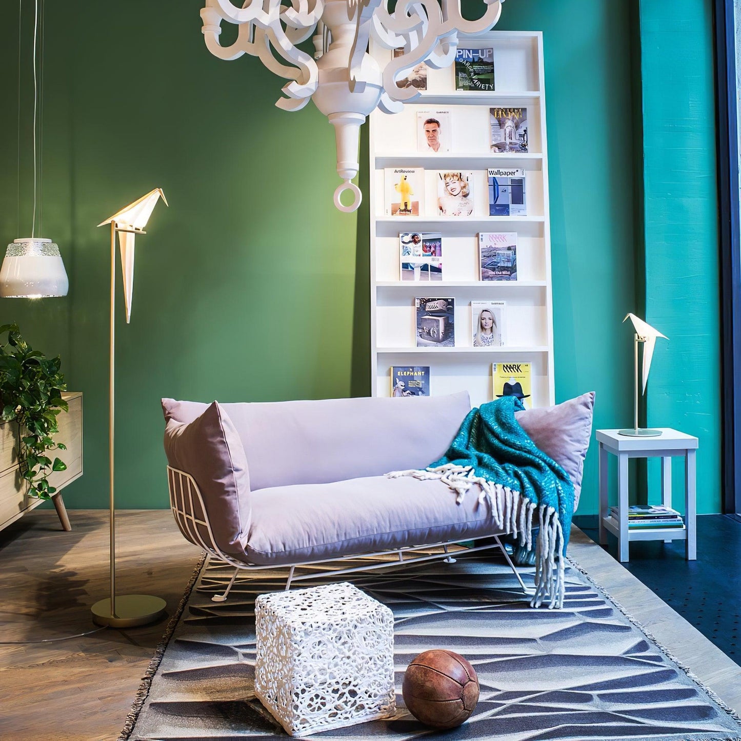 Paper Crane Bird Floor Lamp with Integrated LED Light