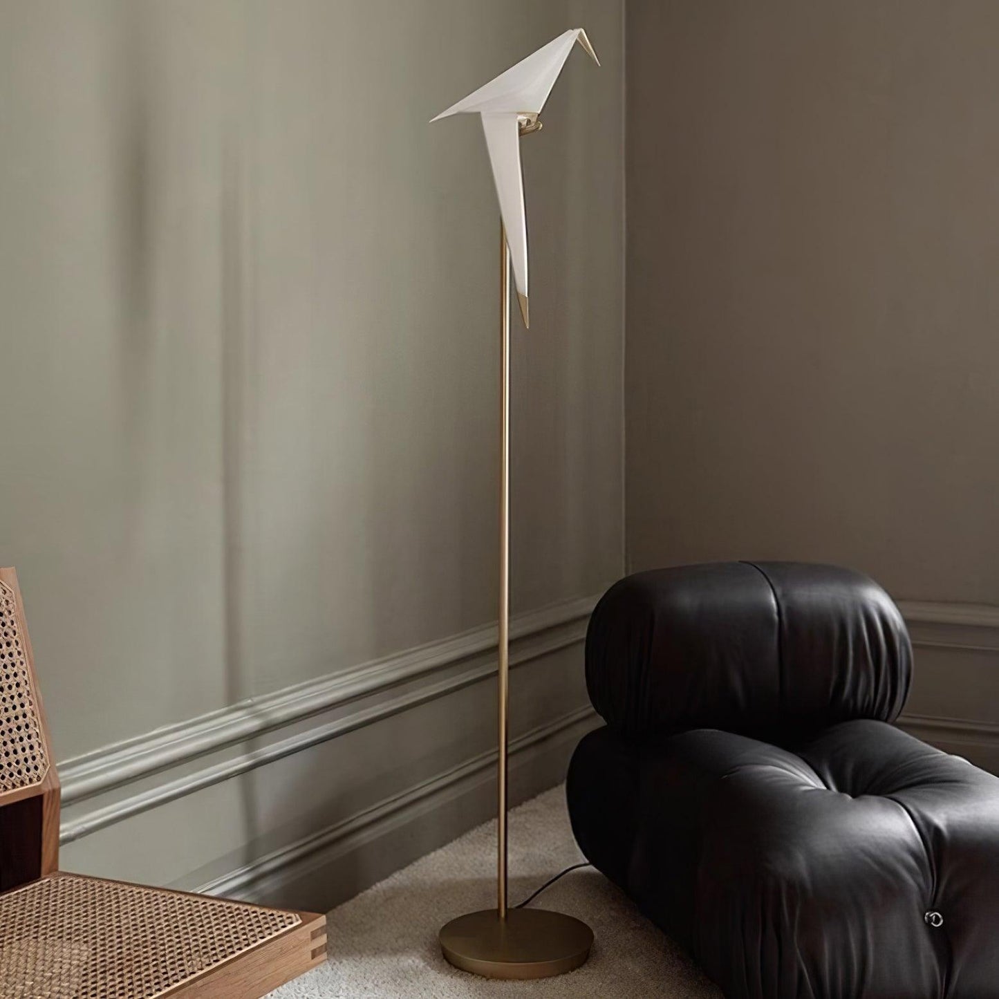 Paper Crane Bird Floor Lamp with Integrated LED Light
