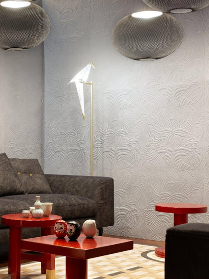 Paper Crane Bird Floor Lamp with Integrated LED Light