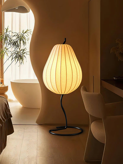 Pear Floor Lamp with Silk Shade - LED Indoor Lighting