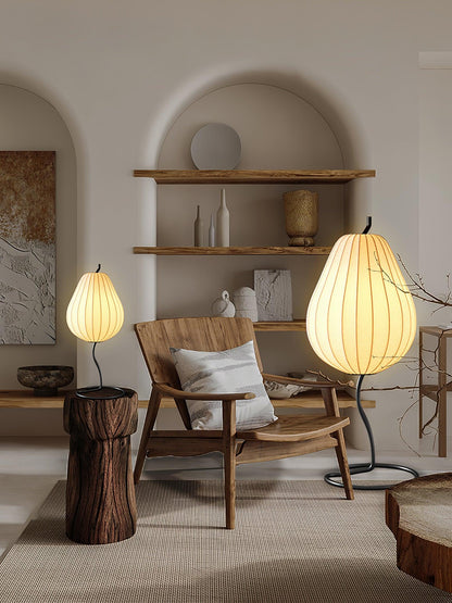 Pear Floor Lamp with Silk Shade - LED Indoor Lighting