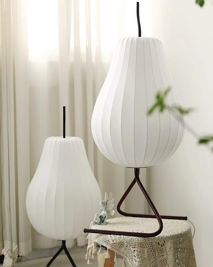 Pear Floor Lamp with Silk Shade - LED Indoor Lighting