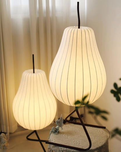 Pear Floor Lamp with Silk Shade - LED Indoor Lighting