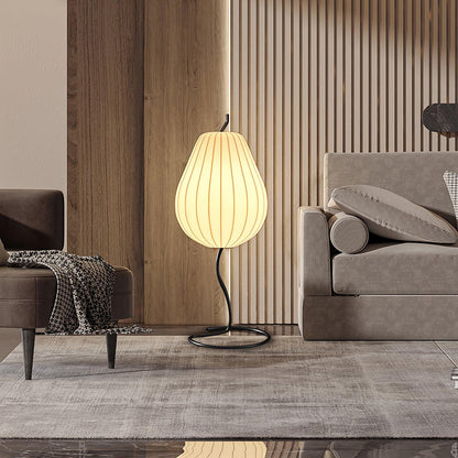 Pear Floor Lamp with Silk Shade - LED Indoor Lighting