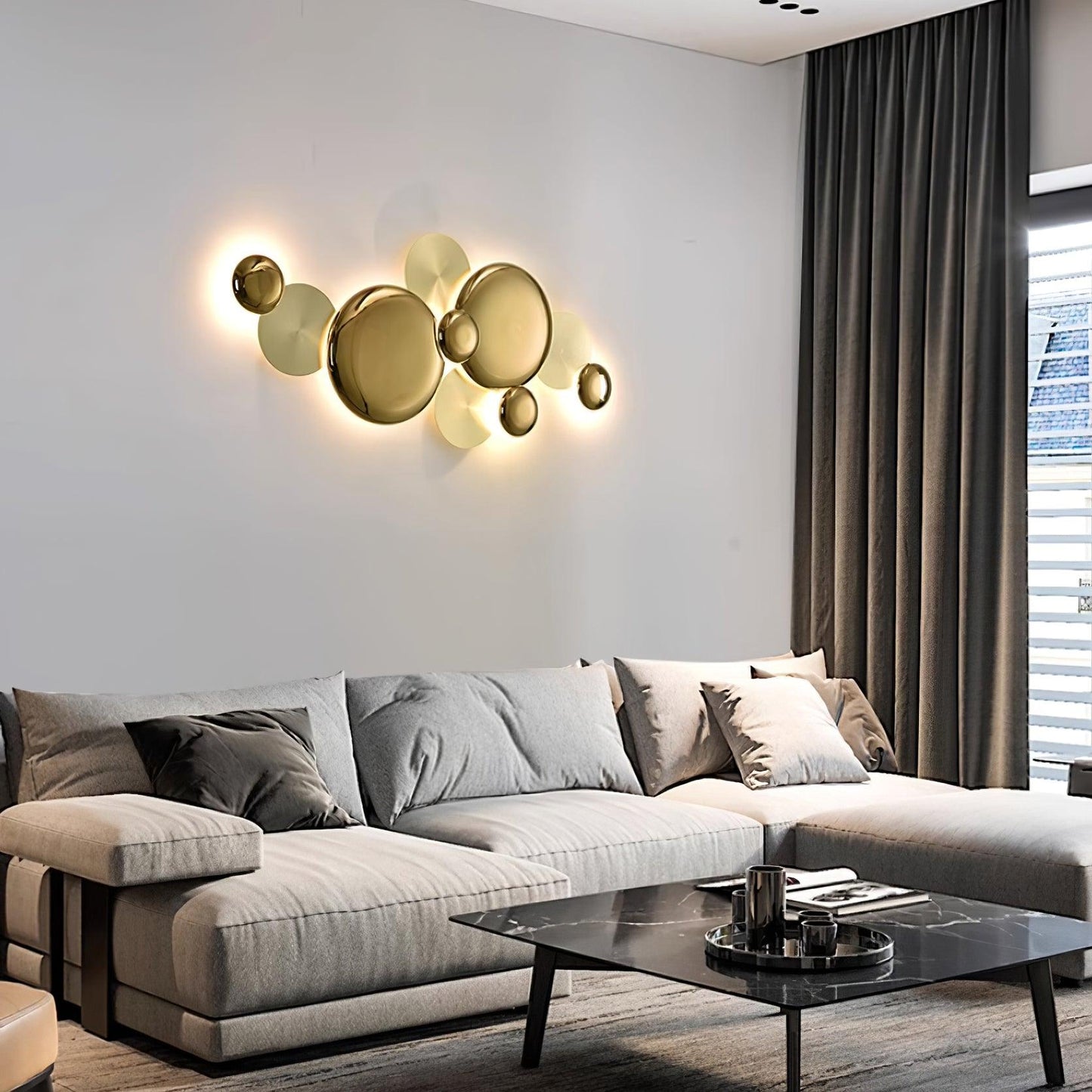 Luxury Pisco Wall Lamp with LED Copper Sconce, Gold Finish