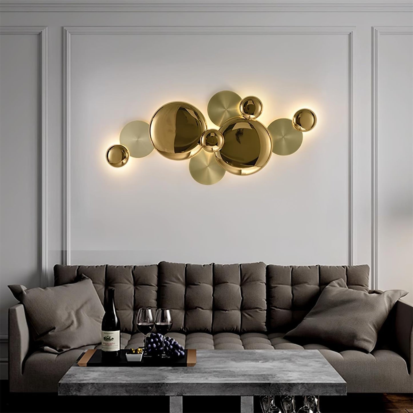 Luxury Pisco Wall Lamp with LED Copper Sconce, Gold Finish