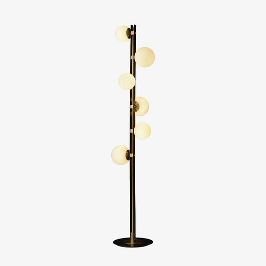 Planeta Floor Lamp with LED, Brushed Brass & Glass Shade