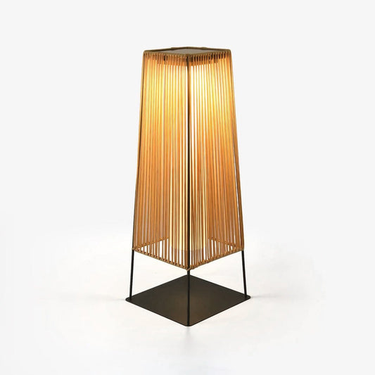 Plastic Rattan Outdoor Post Light - Solar Powered LED, Waterproof