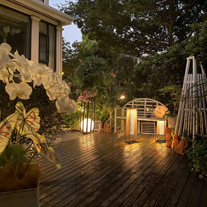 Plastic Rattan Outdoor Post Light - Solar Powered LED, Waterproof