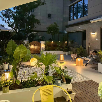 Plastic Rattan Outdoor Post Light - Solar Powered LED, Waterproof