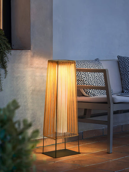 Plastic Rattan Outdoor Post Light - Solar Powered LED, Waterproof
