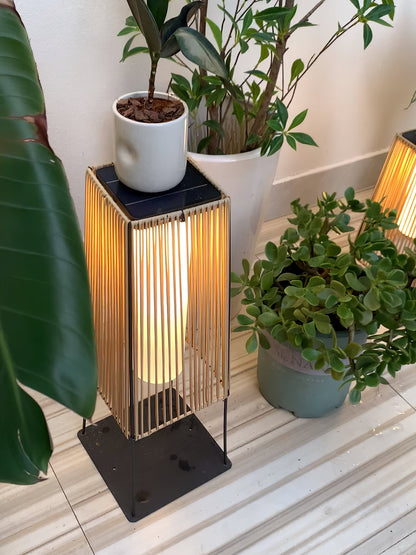 Plastic Rattan Outdoor Post Light - Solar Powered LED, Waterproof