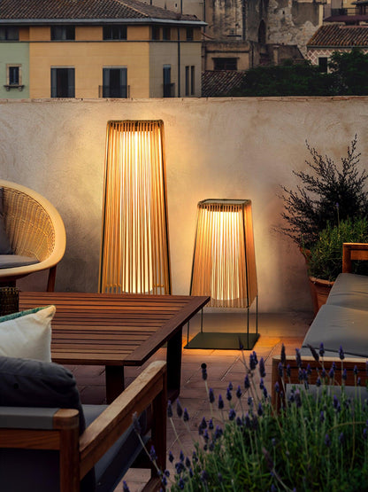 Plastic Rattan Outdoor Post Light - Solar Powered LED, Waterproof
