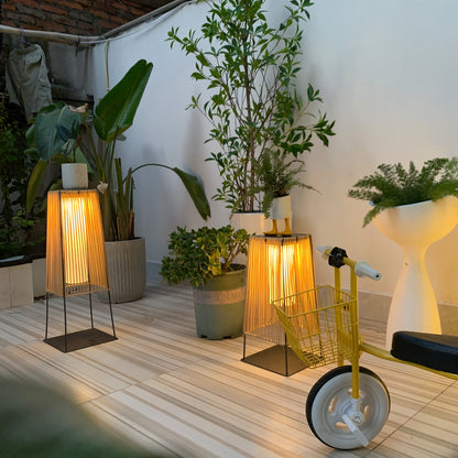 Plastic Rattan Outdoor Post Light - Solar Powered LED, Waterproof