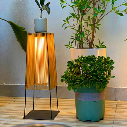 Plastic Rattan Outdoor Post Light - Solar Powered LED, Waterproof