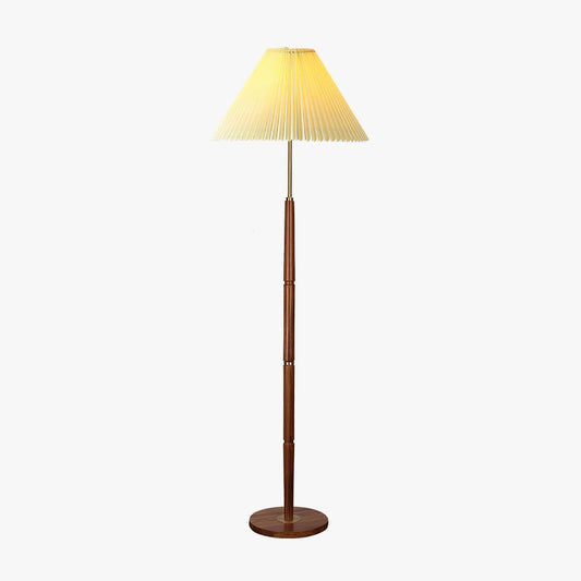 Pleated Floor Lamp - Elegant LED Design, Indoor Use, Wood Base