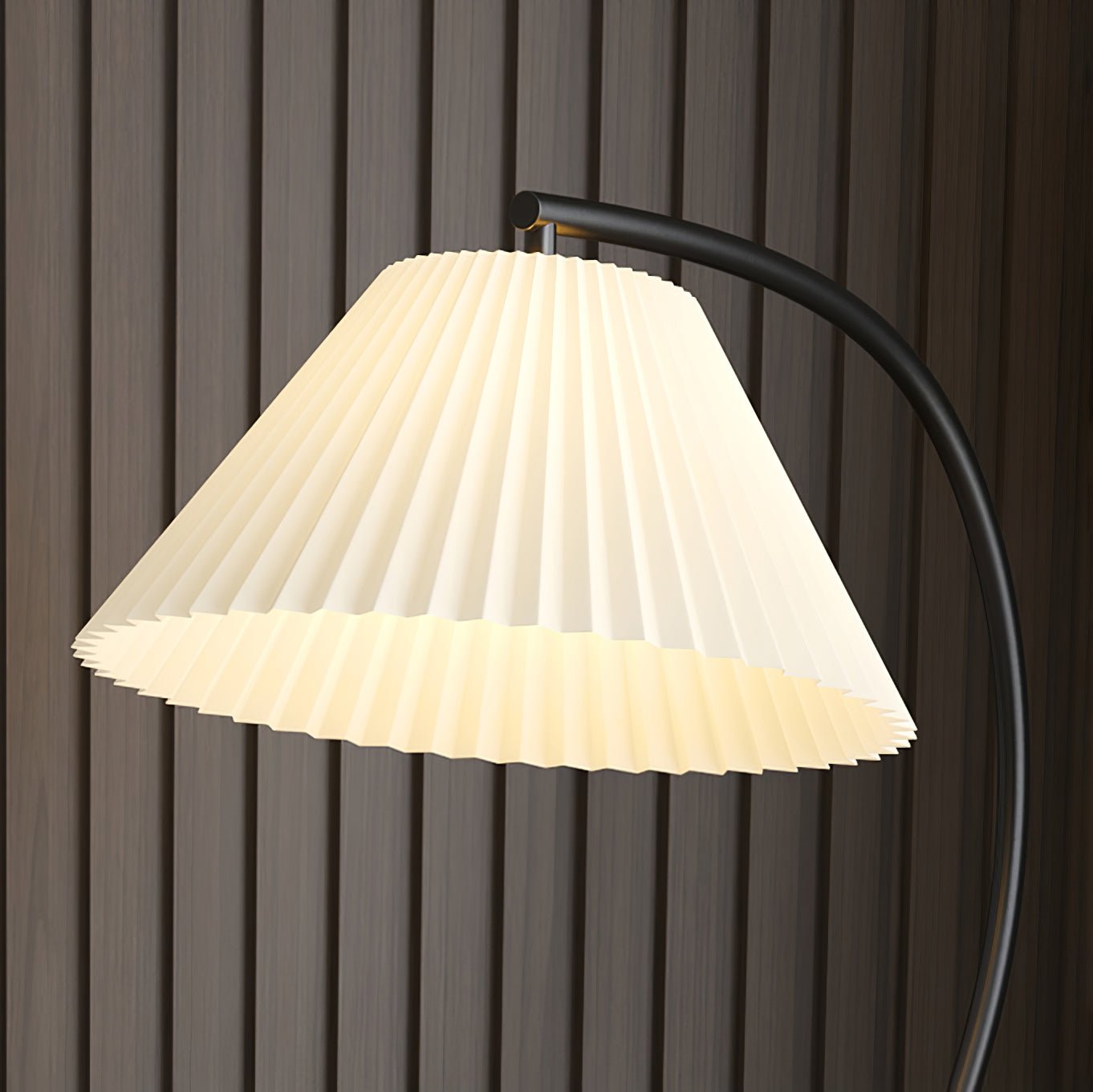 Pleated Nightstand Floor Light with Gold Base and Shade
