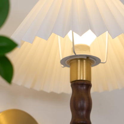 Pleated Walnut Wall Light | LED Indoor Fixture, Elegant Design