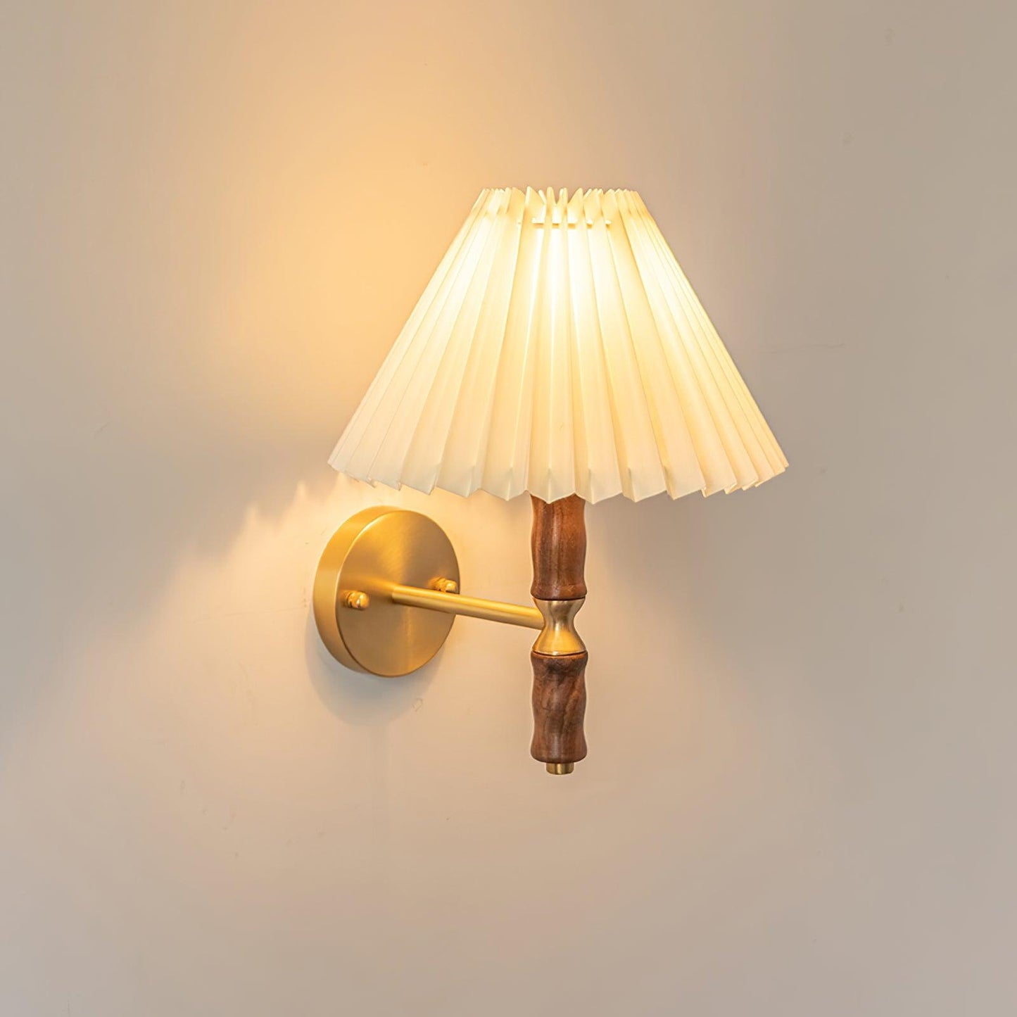 Pleated Walnut Wall Light | LED Indoor Fixture, Elegant Design
