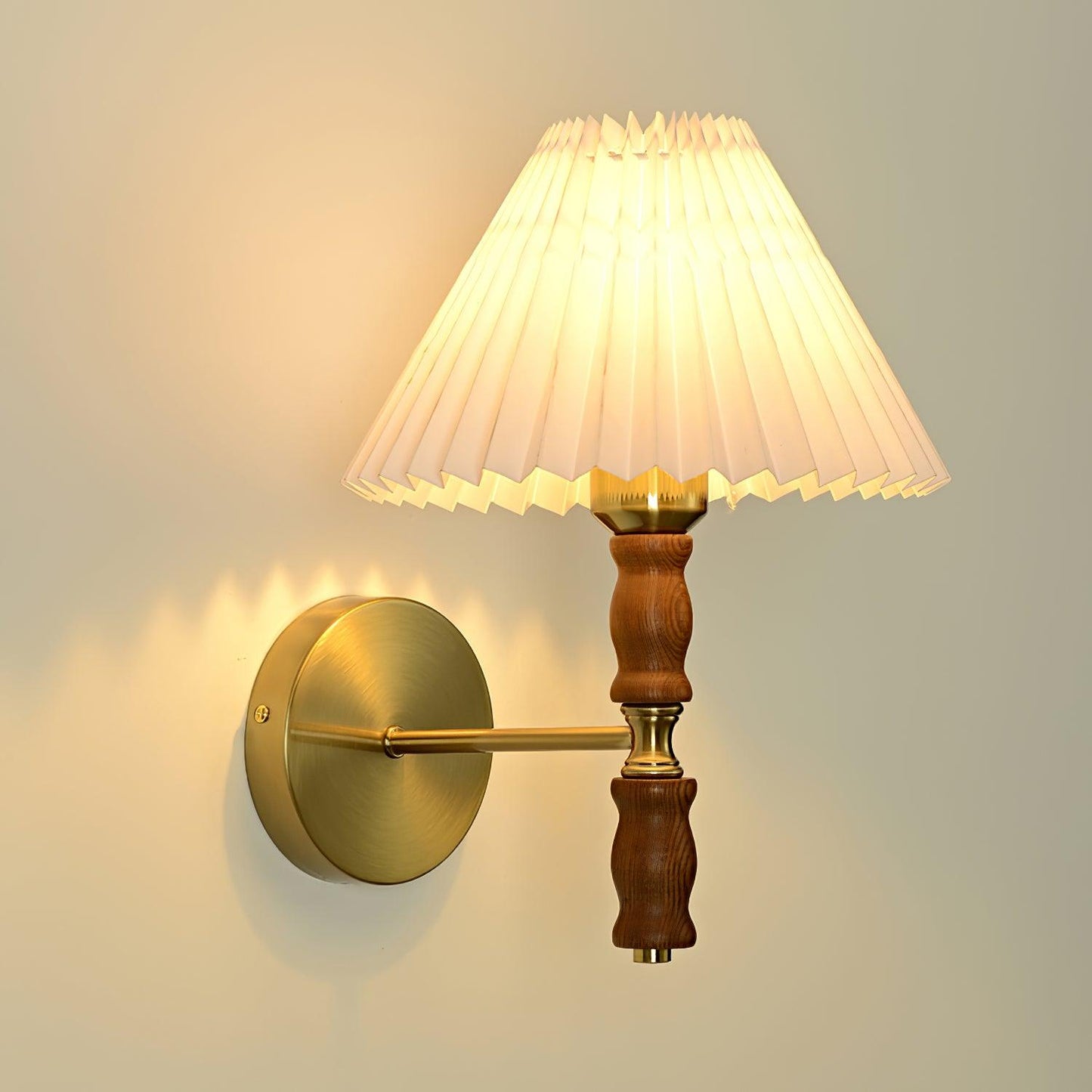 Pleated Walnut Wall Light | LED Indoor Fixture, Elegant Design