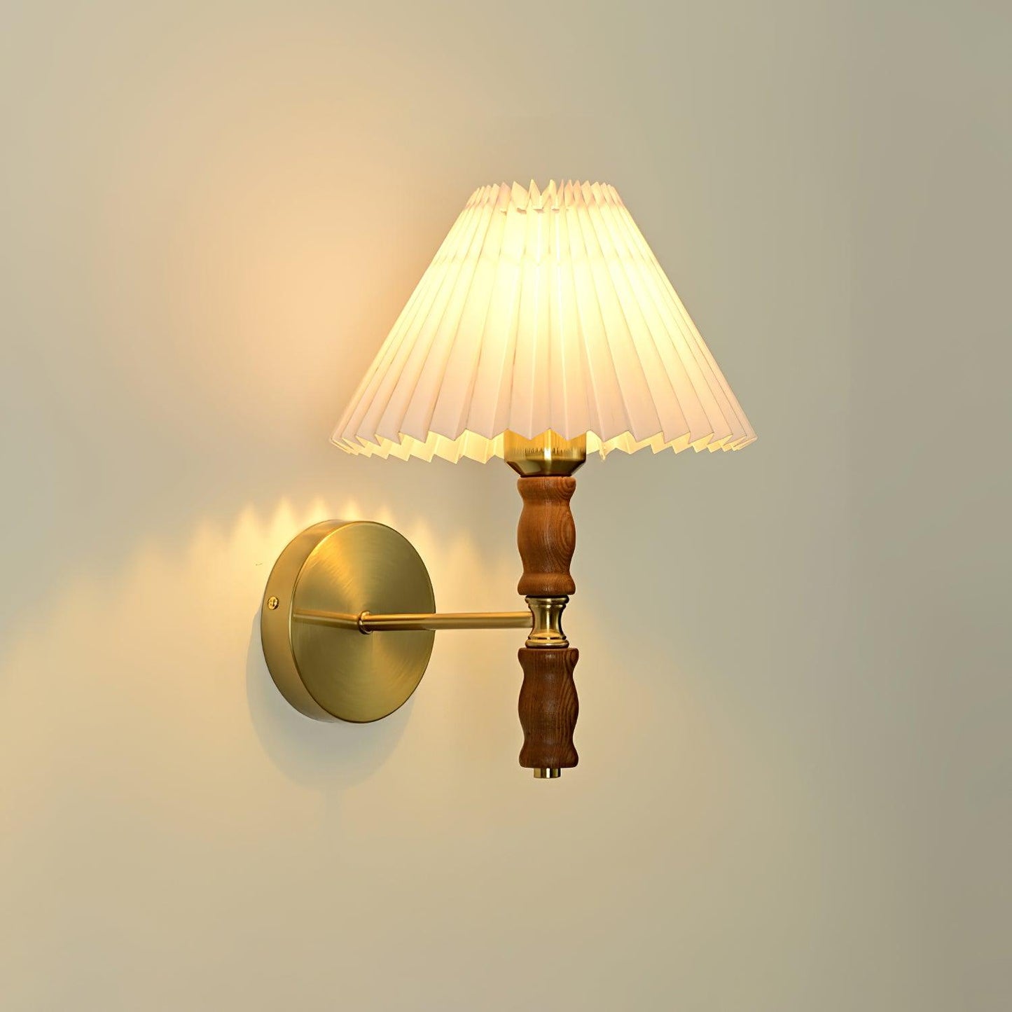 Pleated Walnut Wall Light | LED Indoor Fixture, Elegant Design